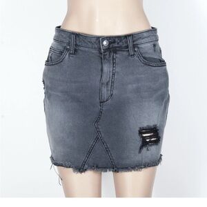 Joe’s Jeans Denim Mini Skirt Womens Size 30 Black Wash Distressed